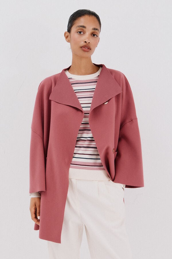 Cortefiel Cape coat with light fabric Maroon