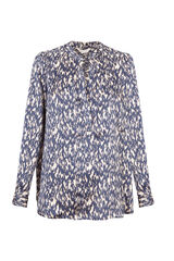 Cortefiel Satin-finish polo shirt blouse Printed blue