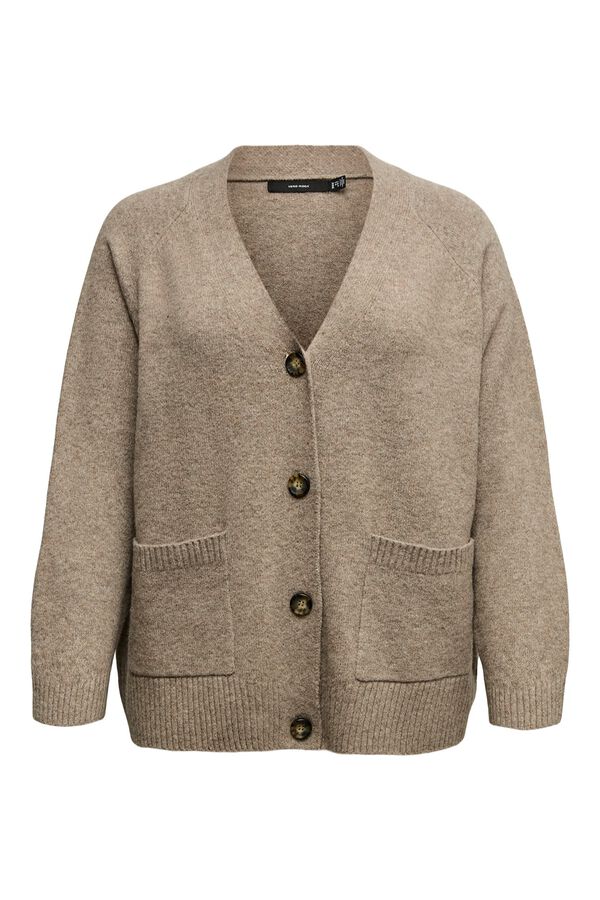 Vero Moda Curve Casaco de malha de gola em bico Tostado