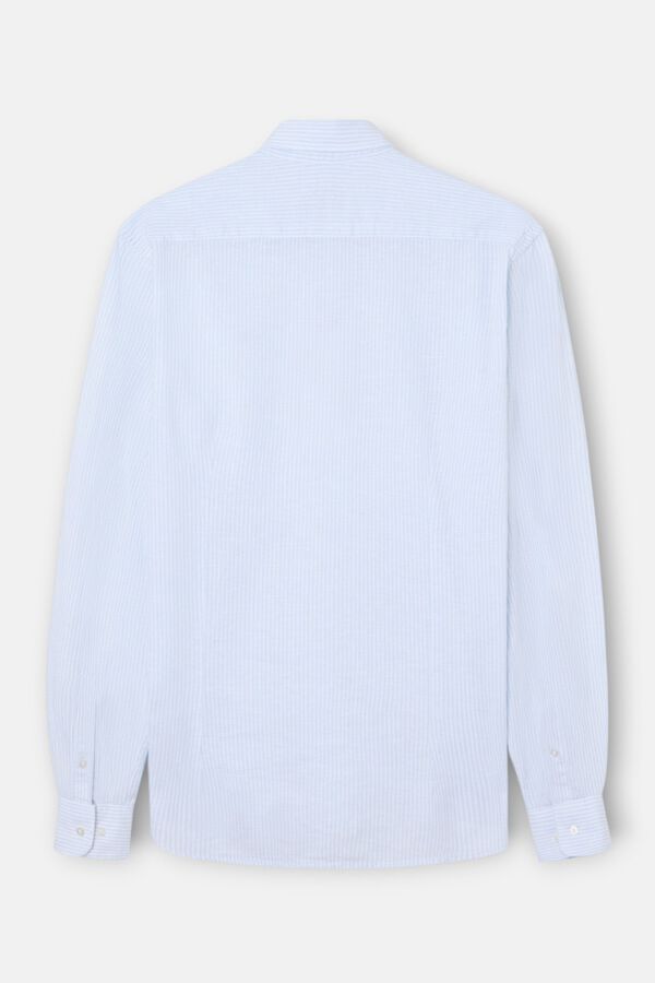 Silbon Camisa sport lino rayas Azul