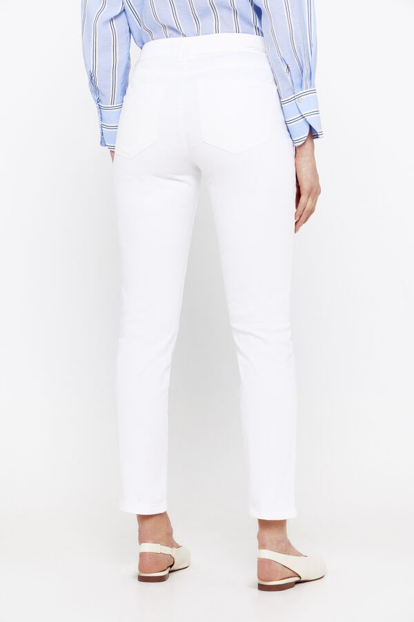 Cortefiel Coloured cropped-fit skinny trousers White