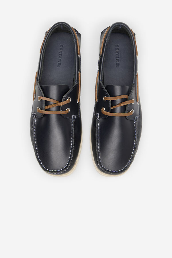 Cortefiel Zapato nautico piel Azul marino
