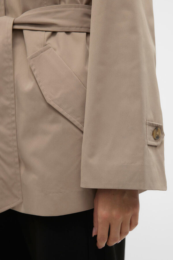 Cortefiel Short trench coat with hood Grey