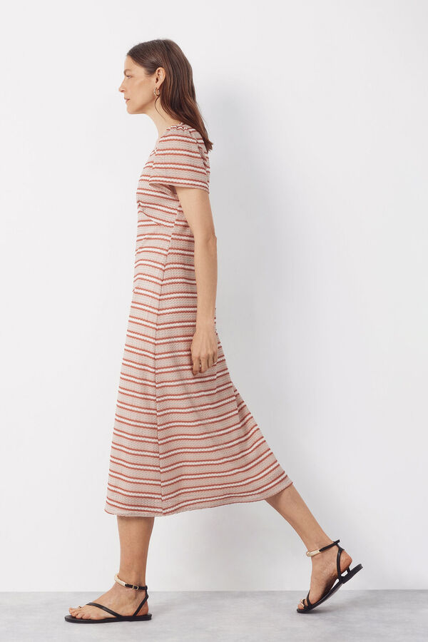 Cortefiel Striped structured dress Multicolour
