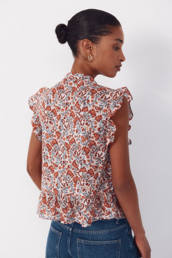 Cortefiel Blusa volante Estampado rojo