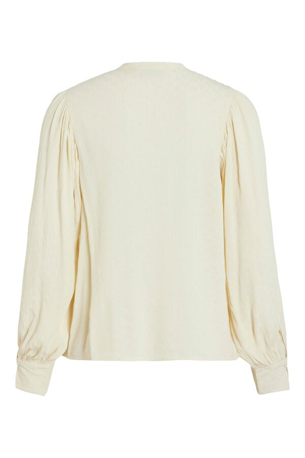 Cortefiel Long sleeve blouse with mandarin collar Grey