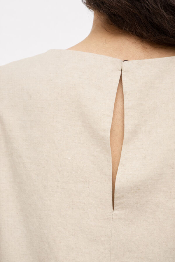 Vila Top de linho efeito bal&atilde;o Tostado