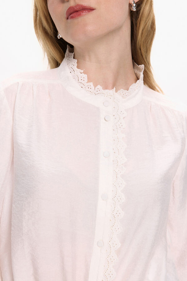 Vila Blusa de manga larga con bordado inglés Blanco