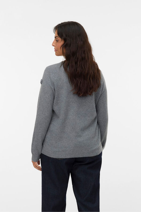 Vero Moda Curve Camisola de malha com gola redonda e curva Cinzento