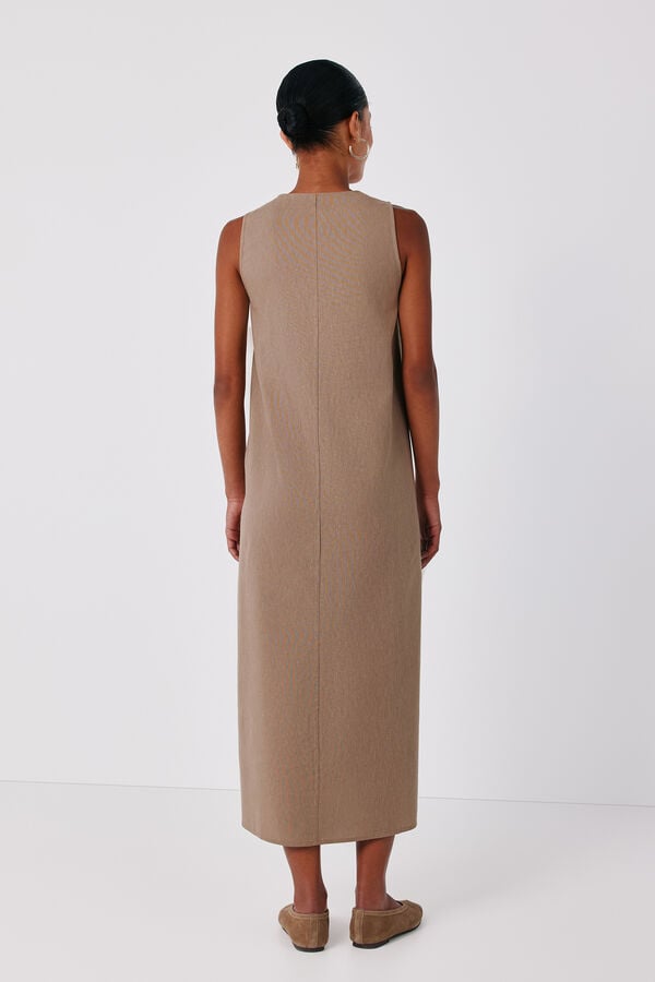 Cortefiel Vestido bordado Beige