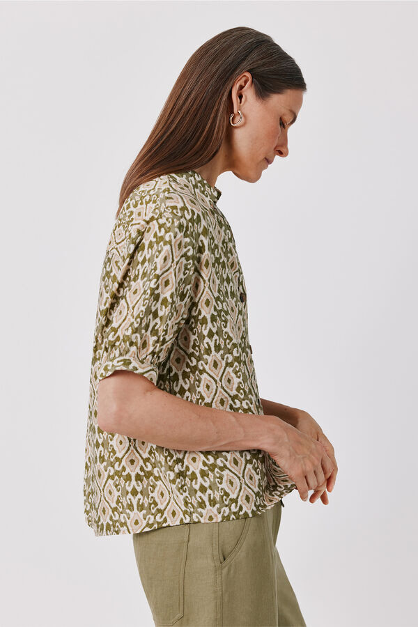 Cortefiel Short sleeve shirt Printed green