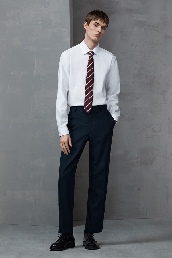 Selected Camisa de manga comprida elegante 100% algod&atilde;o Branco