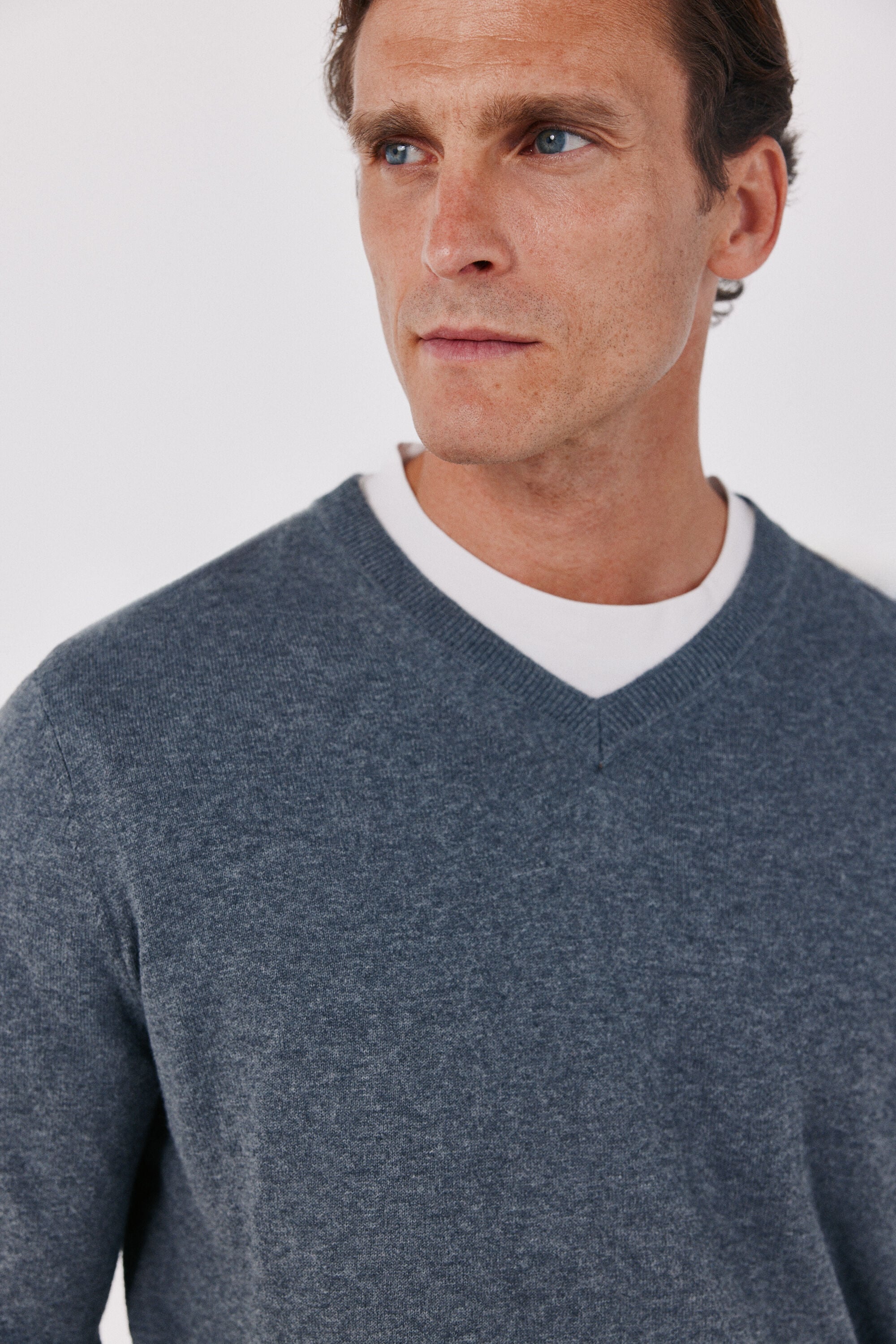 Cortefiel Cotton cashmere knit V-neck jumper