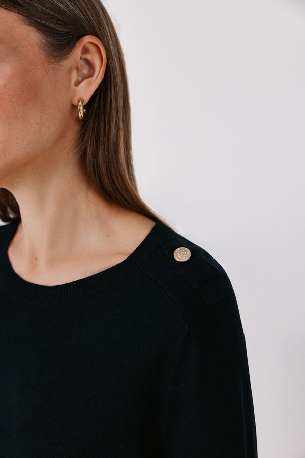 Cortefiel Jersey charreteras hombro Negro