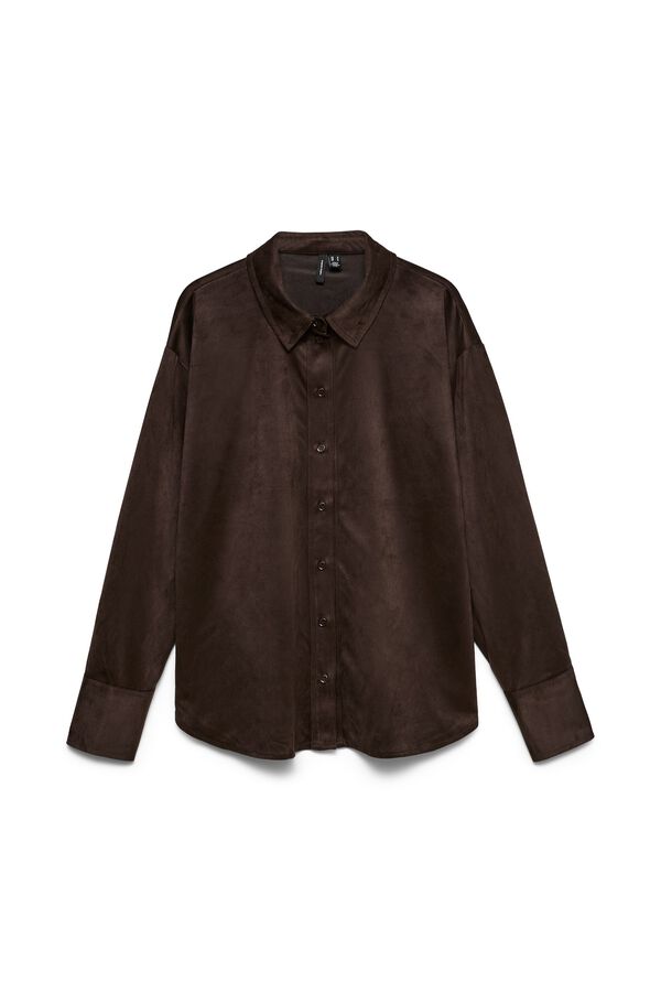 Vero Moda Curve Sobrecamisa fluida em camur&ccedil;a Castanho