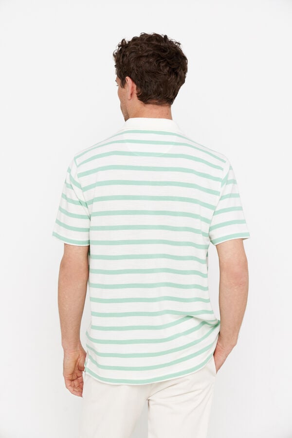 Cortefiel Striped slub polo shirt Green