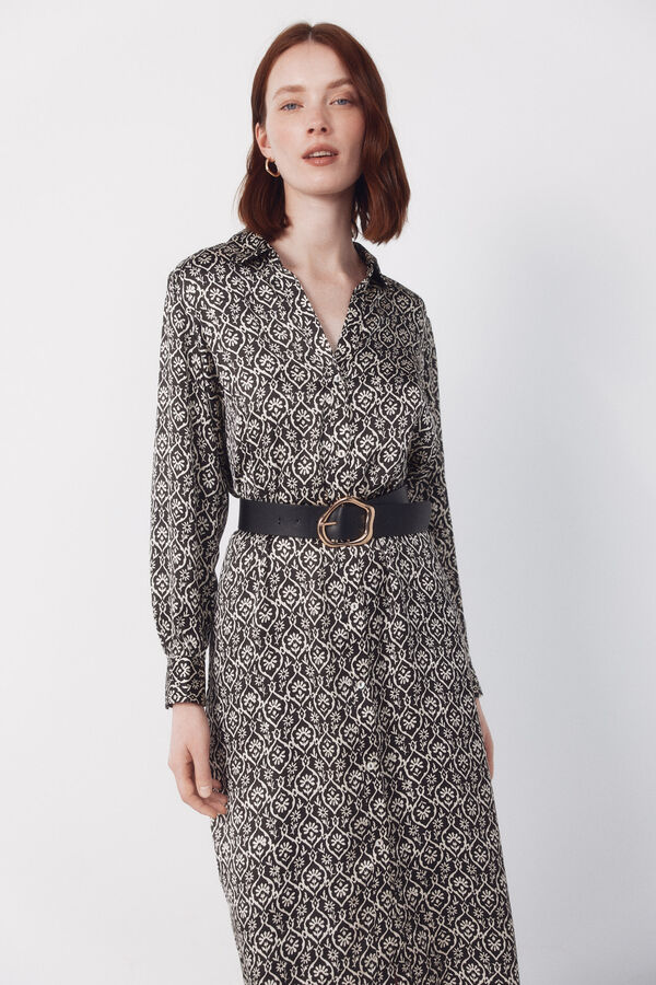 Cortefiel Satin shirt dress Printed grey