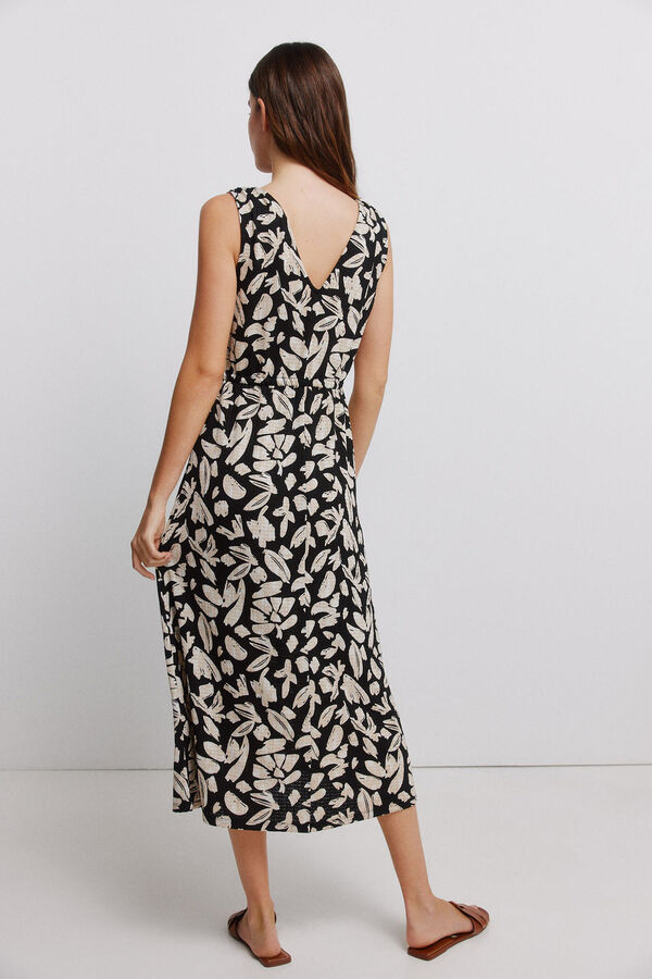 Vila Vestido midi estampado escote en V Negro
