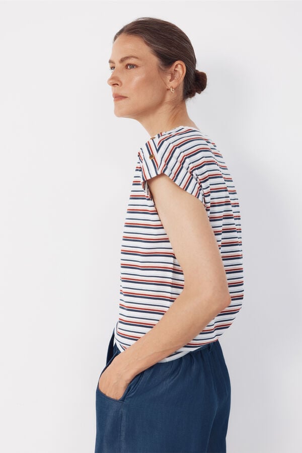 Cortefiel Basic t-shirt with gold buttons Multicolour