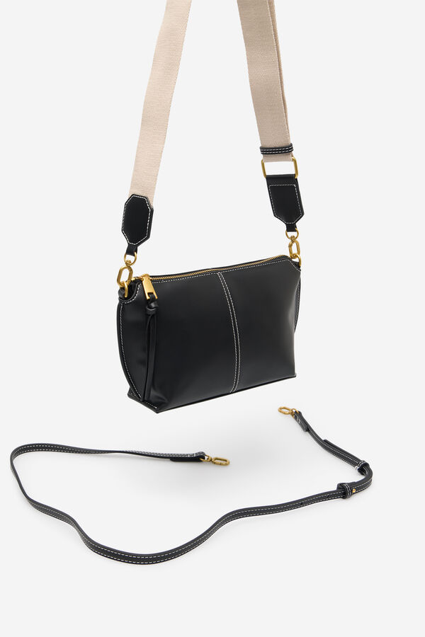 Cortefiel Basic crossbody bag with stitching Black