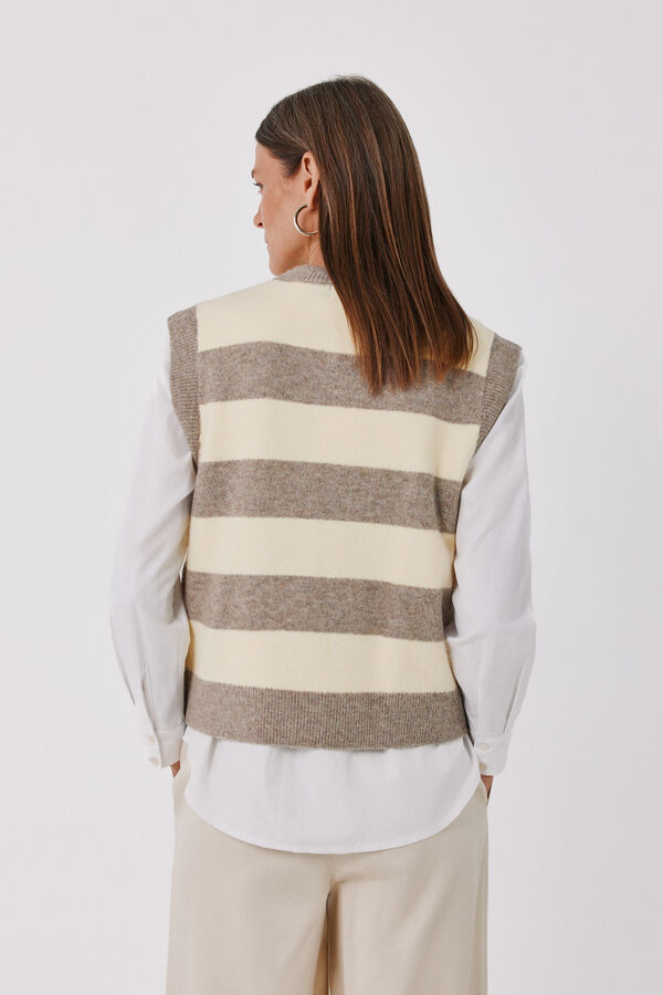 Cortefiel Striped soft gilet Brown