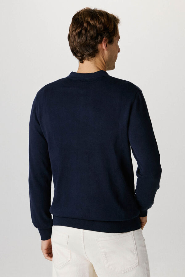 Selected Camisola polo 100% algodão com meia fecho-éclair . Azul