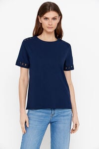 Cortefiel Camiseta cinta floral Azul marino