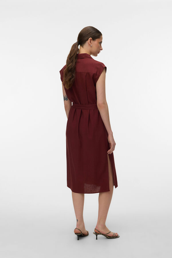 Vero Moda Vestido 7/8 camiseiro Castanho