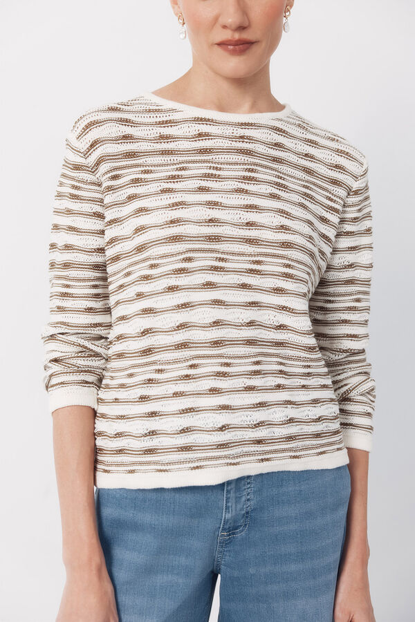 Cortefiel Jersey-knit textured jumper Kaki