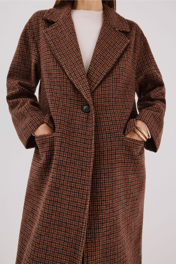 Cortefiel Long coat with flap neck Maroon