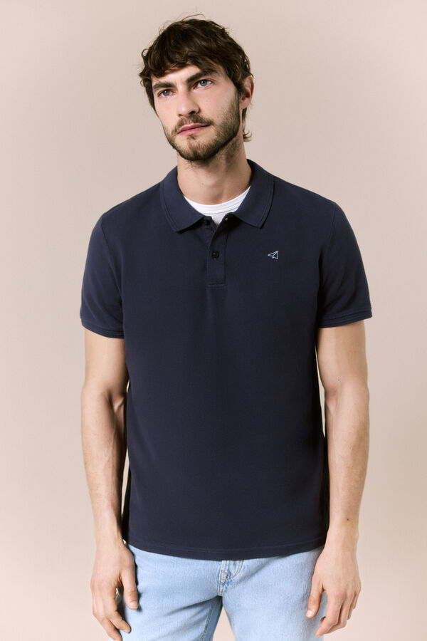 OOTO Polo b&aacute;sico em piqu&eacute; lavado Azul