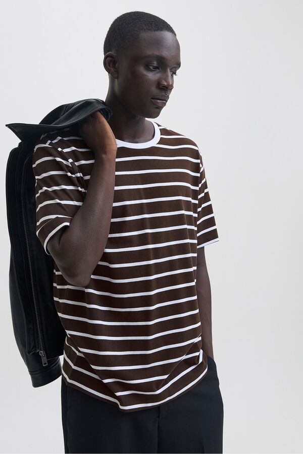 Jack & Jones Striped T-shirt Dark brown
