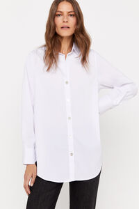Cortefiel Long cotton shirt White