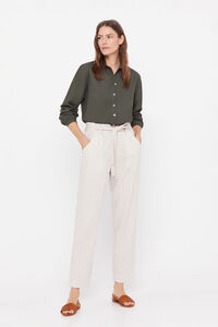 Cortefiel Long trousers with looped belt Nude
