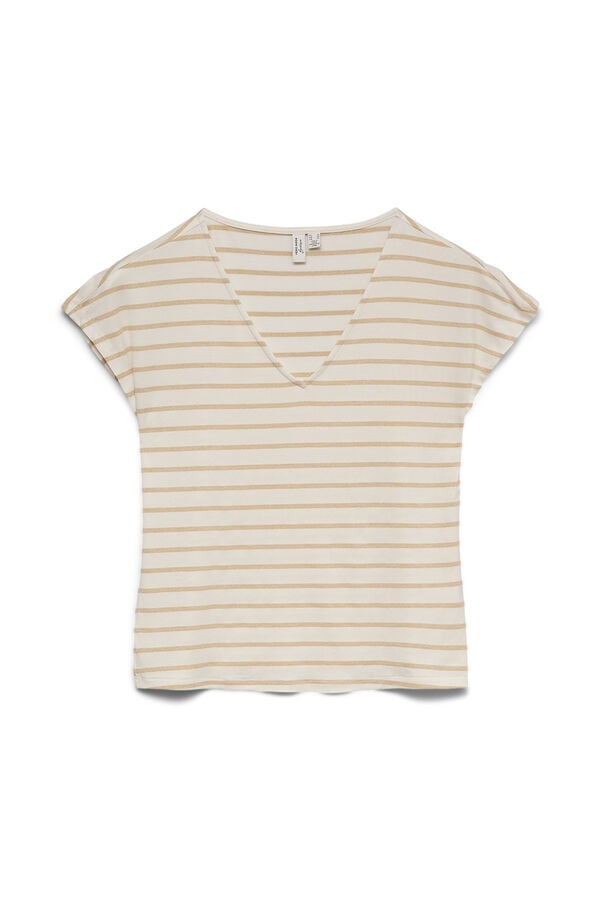 Vero Moda Camiseta detalles l&uacute;rex Beige