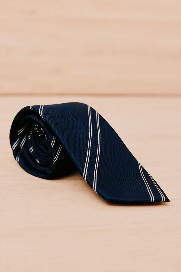 OOTO Natural silk tie Navy