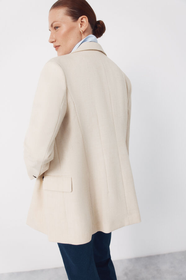 Cortefiel Blazer with large lapels Ivory