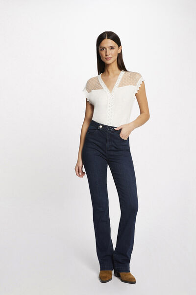 Cortefiel Straight jeans with braided details Blue
