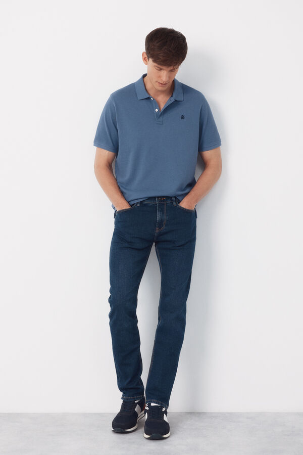 Cortefiel Basic piqué polo shirt Blue