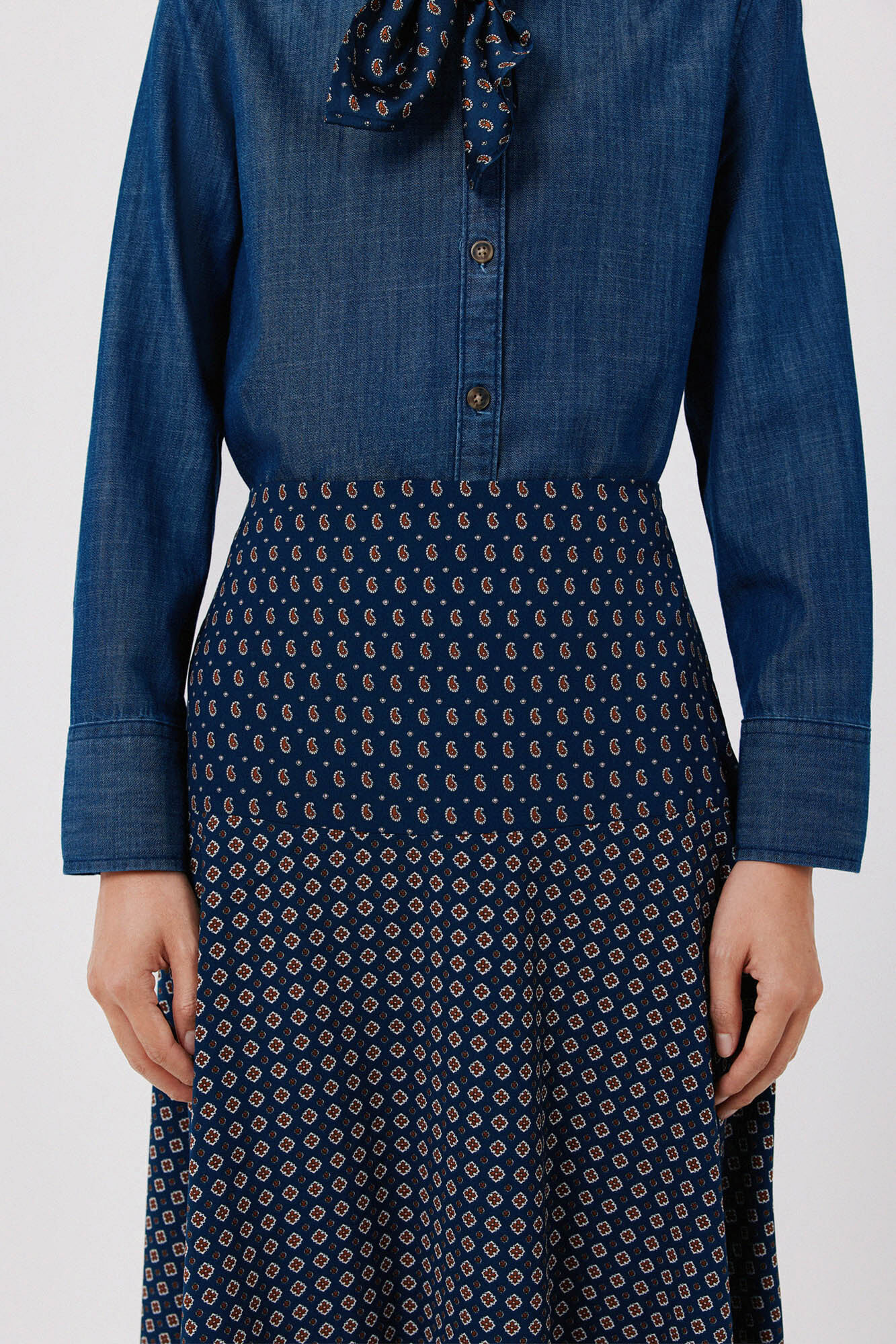 Cortefiel Printed midi skirt
