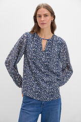 Cortefiel Textured fabric blouse Printed blue