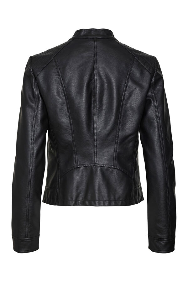 Vero Moda Blus&atilde;o gola Perkins efeito pele Castanho