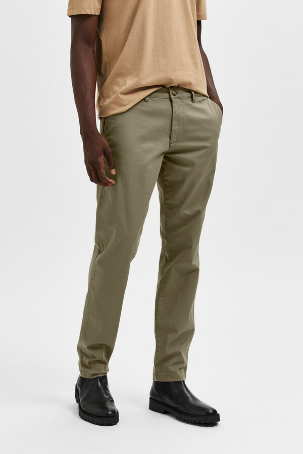 Selected Pantalón chino Slim Fit confeccionado con algodón orgánico Marrón