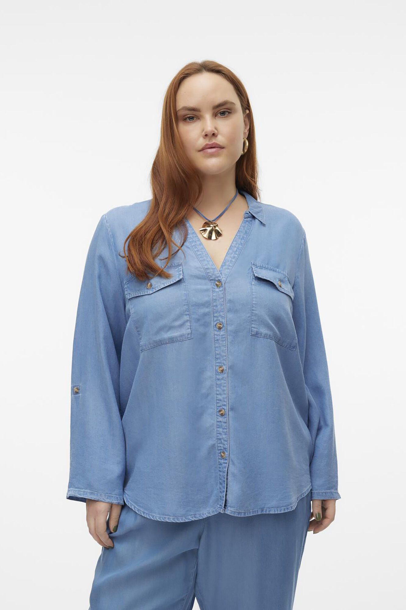 Plus size 2025 blue jean shirt