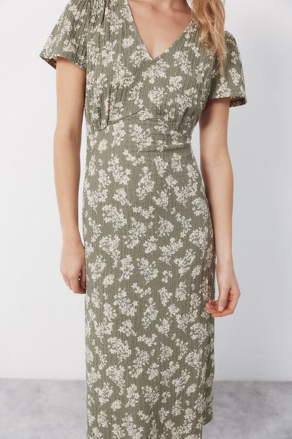 Cortefiel Print structured dress Printed green