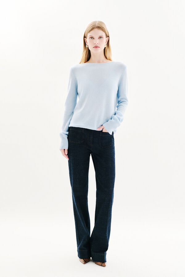 Caroll Camisola Mzoan 100% caxemira Azul