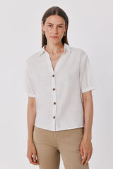 Cortefiel Short sleeve shirt Ivory