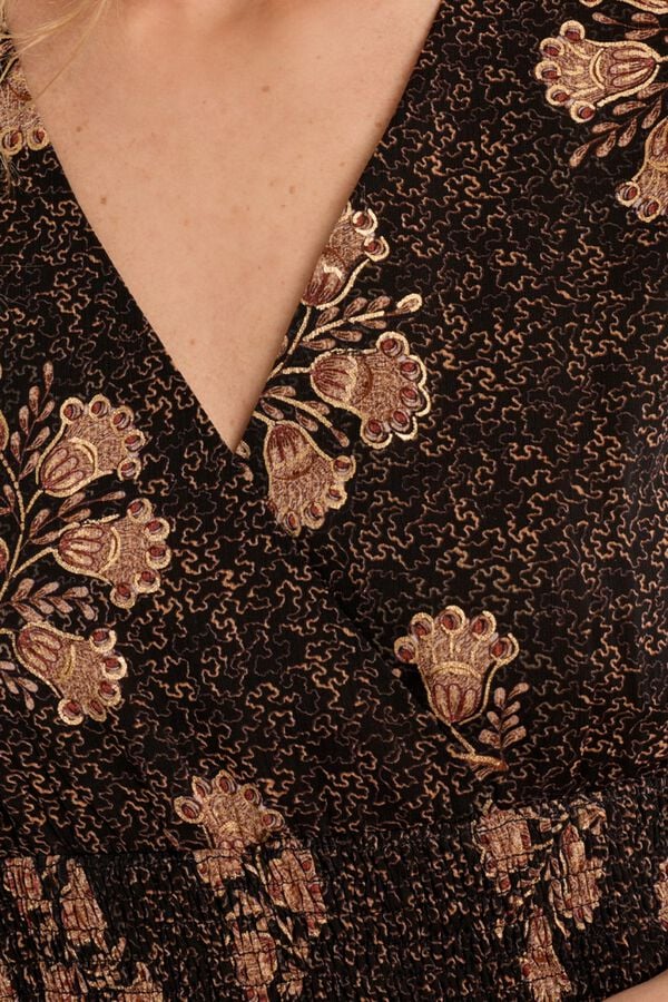 Molly Bracken Vestido de manga comprida estampado Castanho