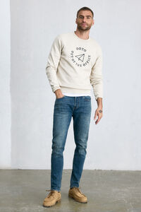 Cortefiel Round neck sweatshirt with logo Beige