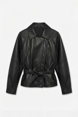 Vero Moda Faux leather belted jacket Black